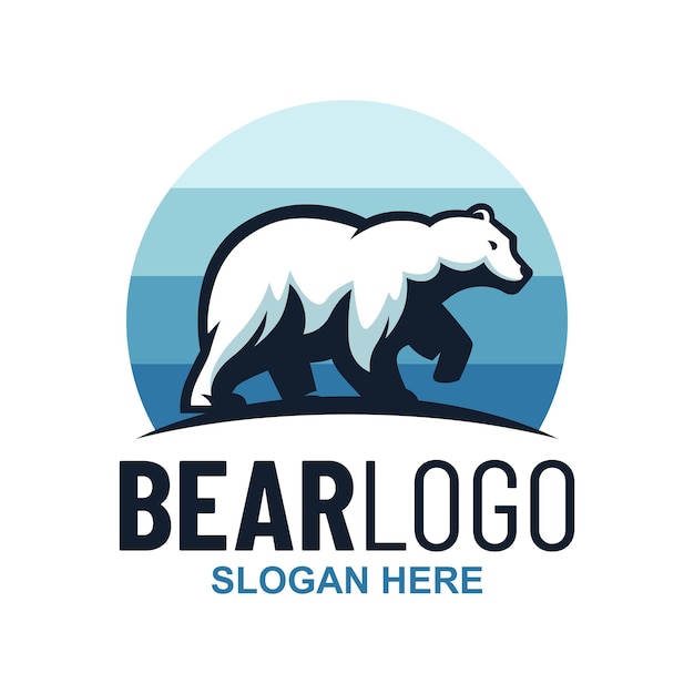 Ilustración de vector de inspiración de plantilla de diseño de logotipo de oso polar