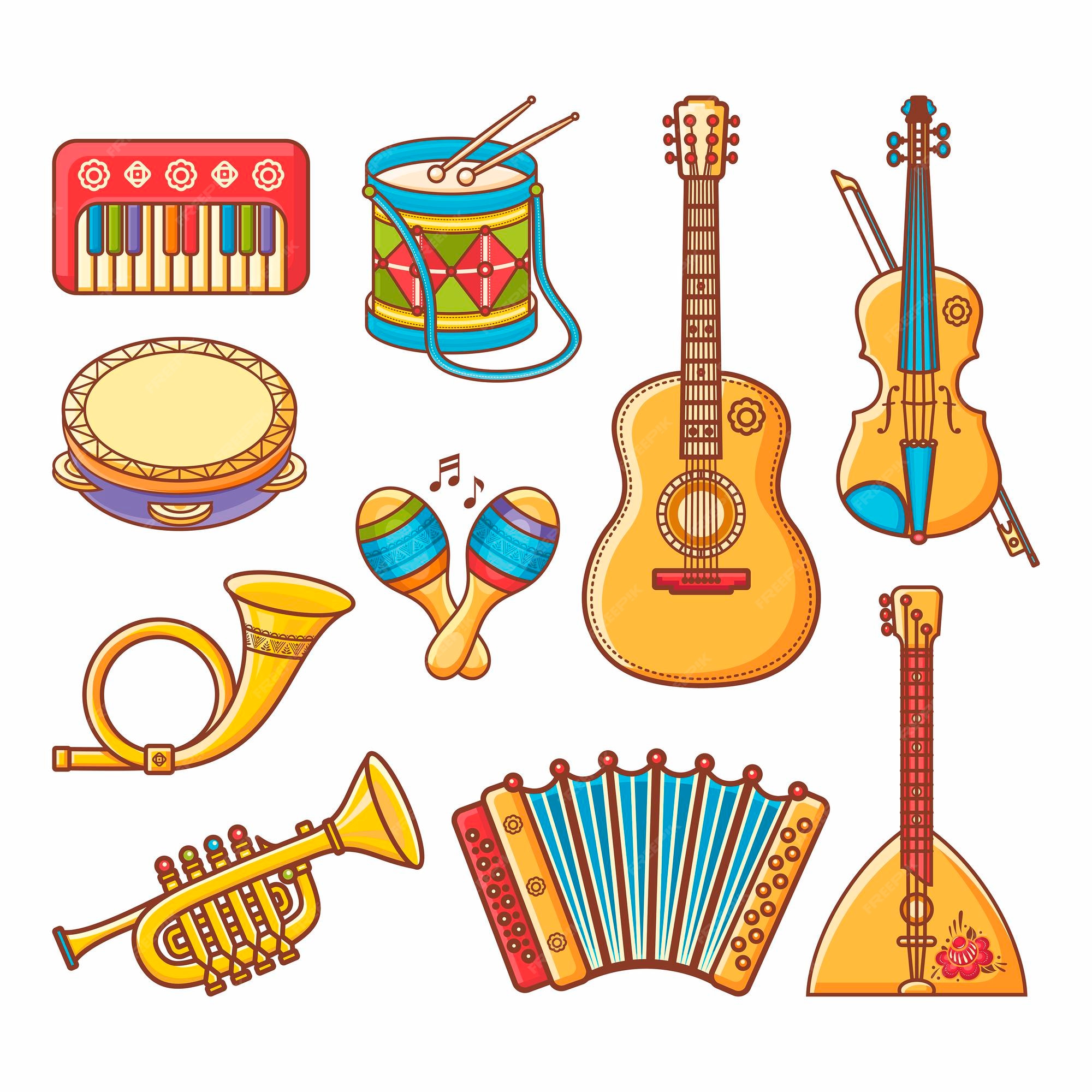 Necesario Soviético inundar Ilustración de vector de instrumentos musicales para niños | Vector Premium