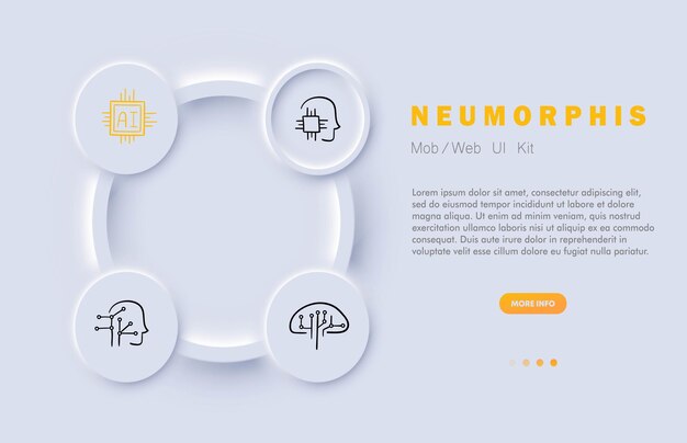 Ilustración de vector de inteligencia artificial Una ilustración de vector futurista y cautivadora que representa el concepto de inteligencia artificial Icono de línea de vector de neomorfismo para negocios