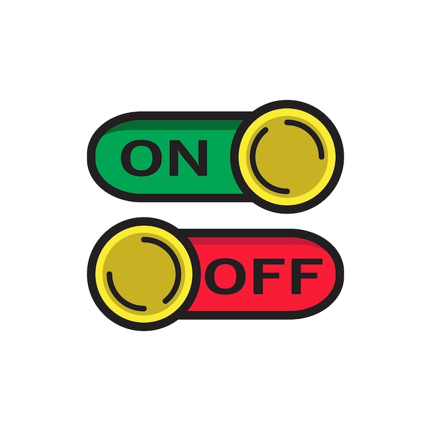 Ilustración de vector de interruptor de encendido y apagado rojo y verde