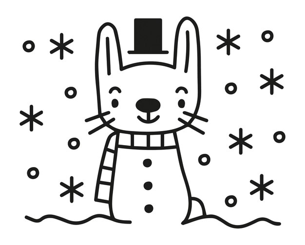 Ilustración de vector de invierno de animales de nieve