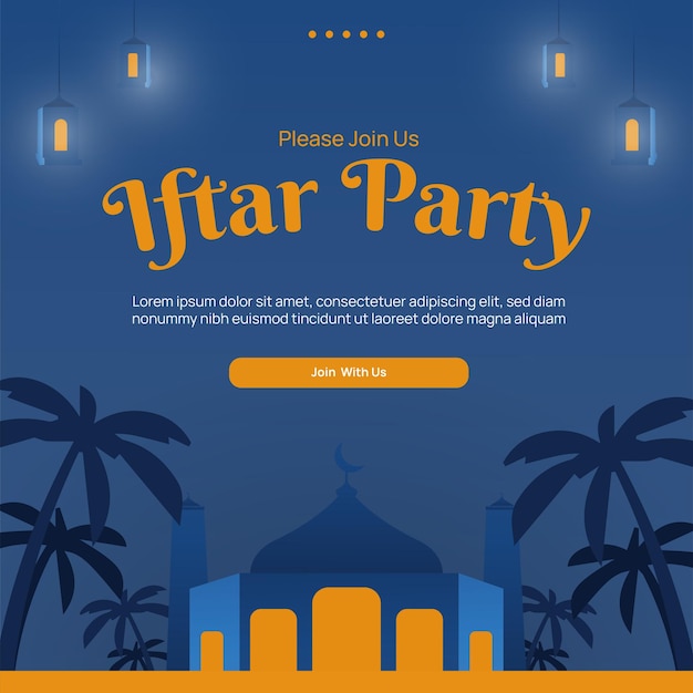 Ilustración de vector de invitación de la fiesta de Iftar