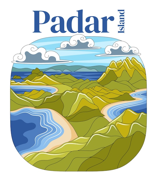 Ilustración de Vector de la isla de Padar