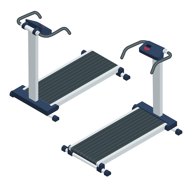 Ilustración de vector isométrica de cinta de correr. Cinta de correr aislado sobre fondo blanco.