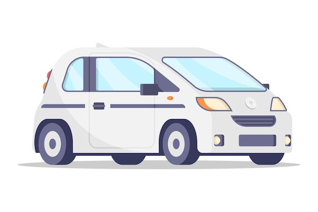 Ilustración de vector isométrica de coche eléctrico moderno pequeño. electricidad conservación del medio ambiente automóvil de alta tecnología aislado. transporte ecológico para viajes de conducción de pasajeros cómodos