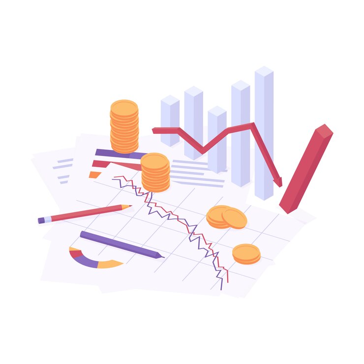 Vector ilustración de vector isométrico de crisis económica