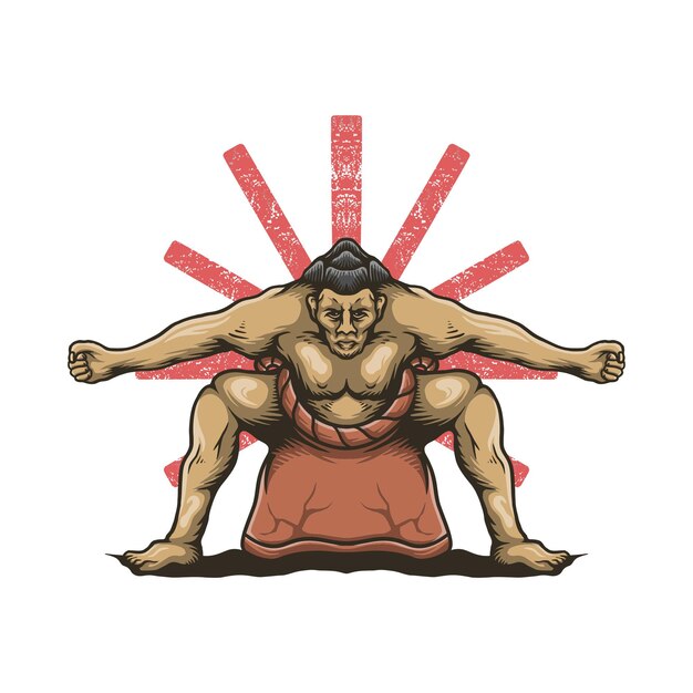 Vector ilustración de vector japonés de lucha de sumo