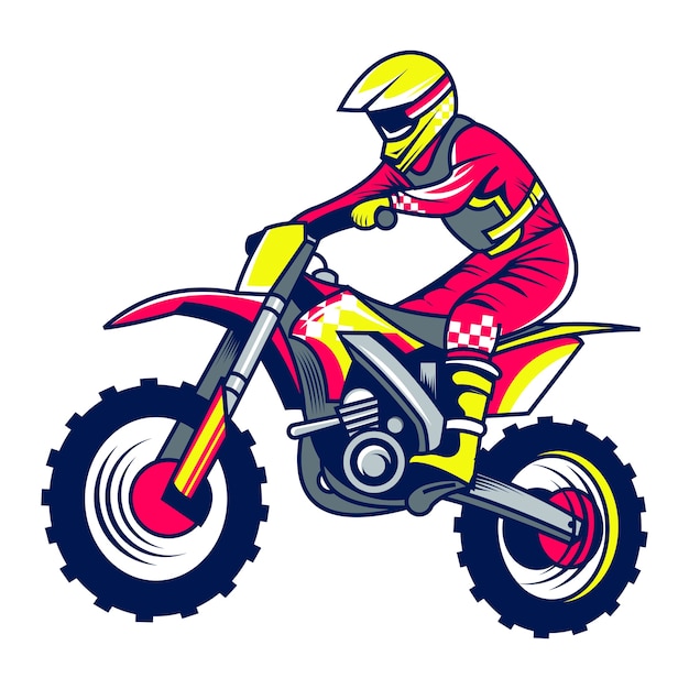 Ilustración de vector de jinete de motocross