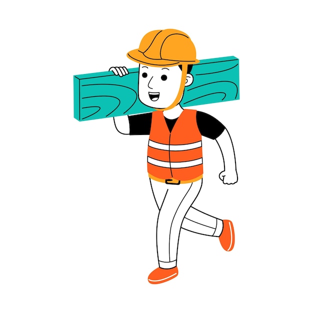 Ilustración de vector de joven constructor