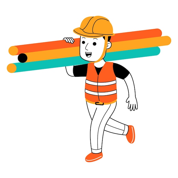 Ilustración de vector de joven constructor