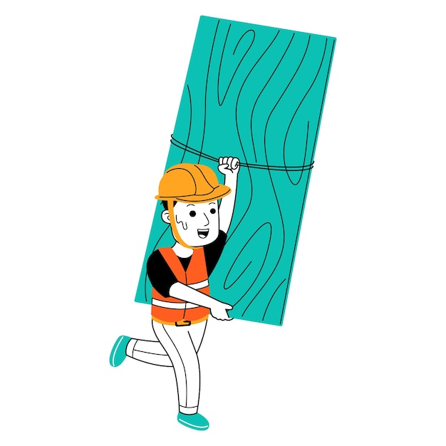 Ilustración de vector de joven constructor