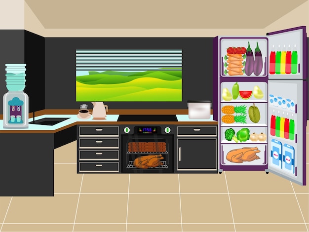 Vector ilustración de vector de juego de cocina moderna