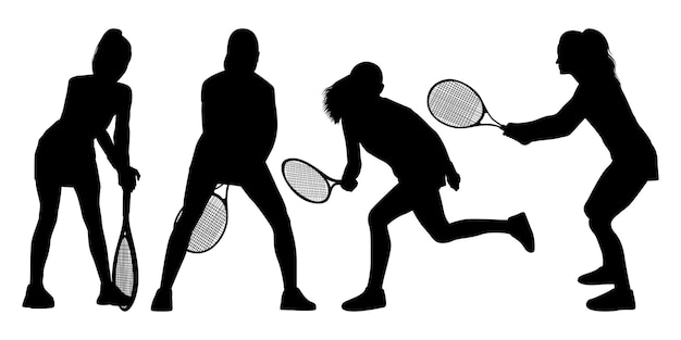 Vector ilustración de vector de jugador de tenis femenino jugando tenis o mujer