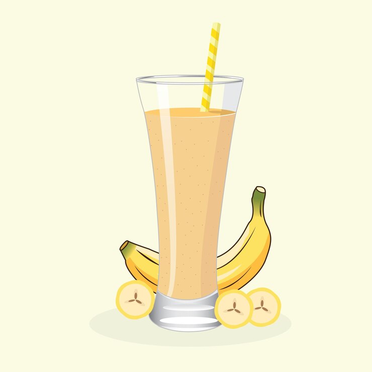 Vector ilustración de vector de jugo de plátano fresco y saludable