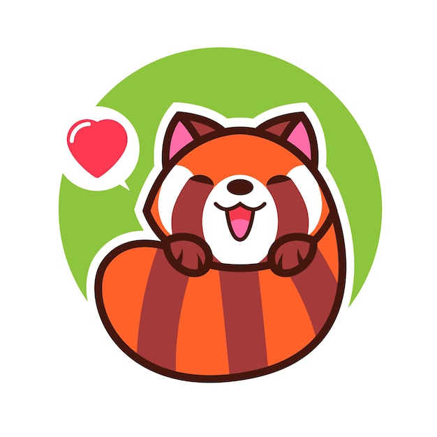 Ilustración de vector de kawaii de dibujos animados de panda rojo