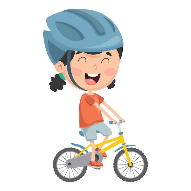 Vector ilustración de vector de kid riding bike