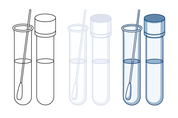 Ilustración de vector de kit de prueba de tubo en versión de contorno y color