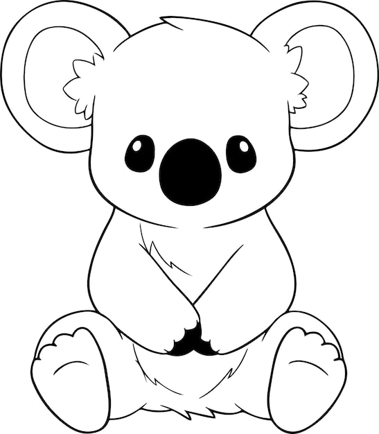 Ilustración de vector de koala Libro para colorear de koala en blanco y negro o página para niños