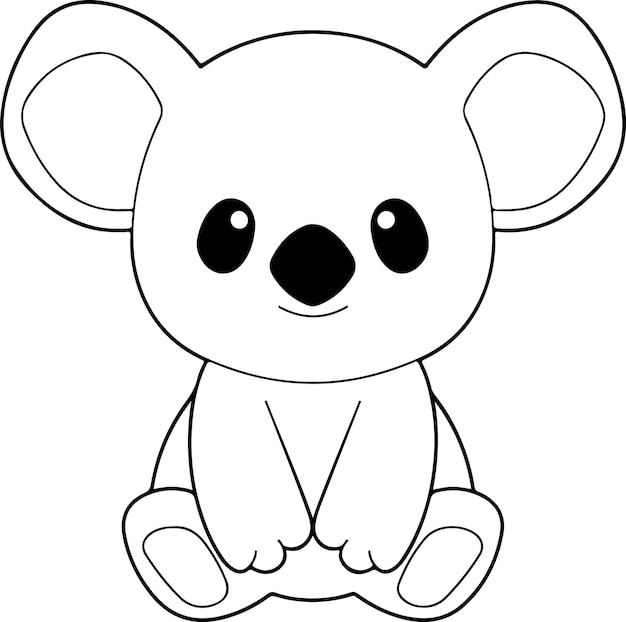 Ilustración de vector de koala Libro para colorear de koala en blanco y negro o página para niños