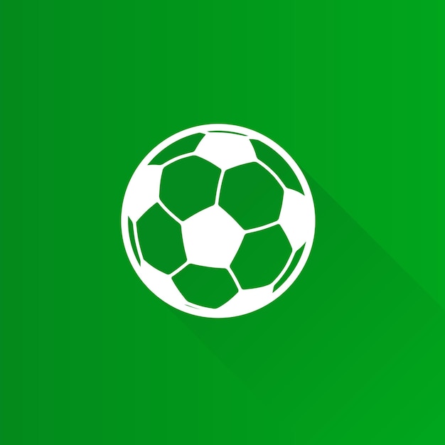 Ilustración de vector de larga sombra de icono de color plano de balón de fútbol