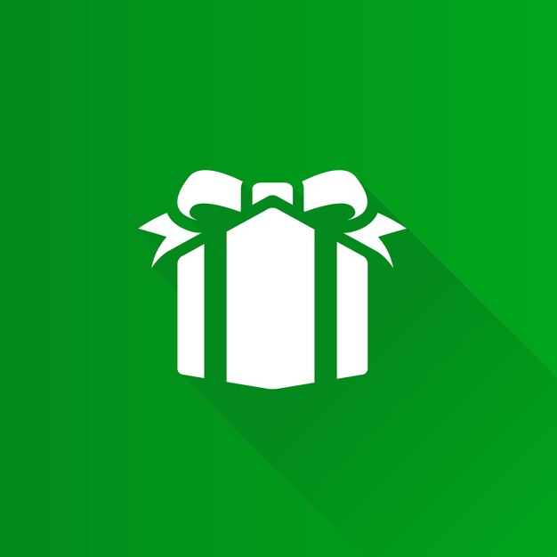 Ilustración de vector de larga sombra de icono de color plano de caja de regalo