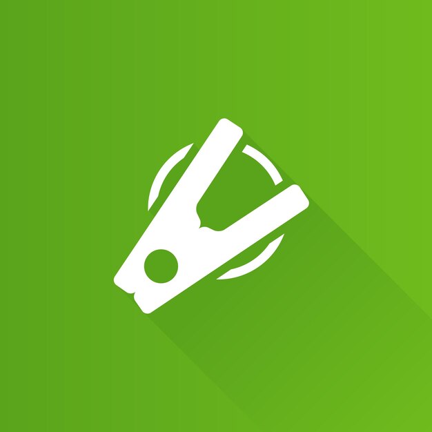 Ilustración de vector de larga sombra de icono de color plano de clavija de ropa