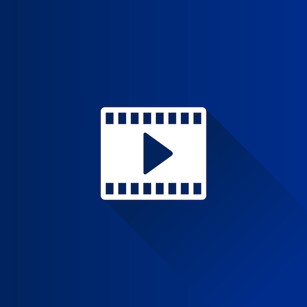 Ilustración de vector de larga sombra de icono de color plano de película de cine