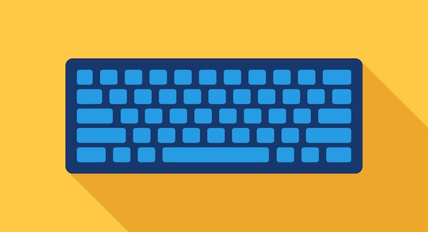 Vector ilustración de vector de larga sombra de teclado azul plano