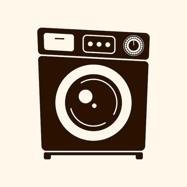 Ilustración de vector de lavadora retro sobre fondo claro. Logotipo