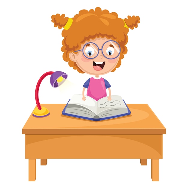 Ilustración de vector de lectura de niño