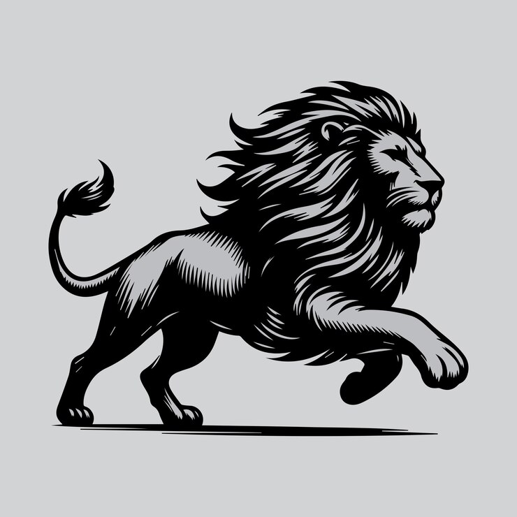 Ilustración de vector de león blanco y negro