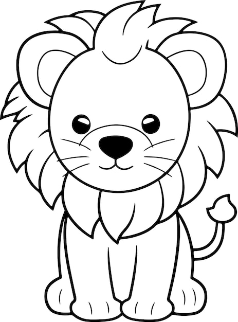 Ilustración de vector de león Contorno en blanco y negro Libro de colorear de león o página para niños