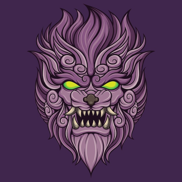 Ilustración de vector de león japonés komainu