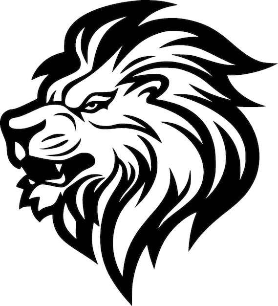 Ilustración de vector de león negro y blanco