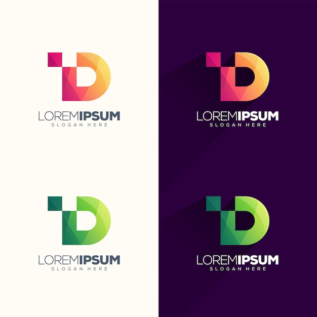 Ilustración de vector de letra d pixel logo diseño