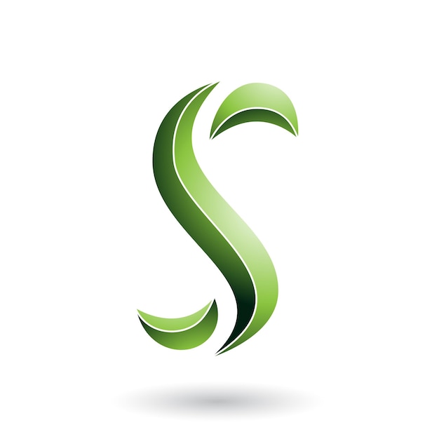 Ilustración de vector de letra S en forma de serpiente de rayas verdes