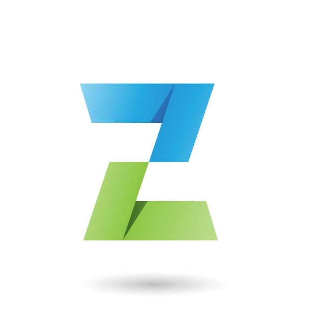 Ilustración de Vector de letra Z de papel doblado azul y verde