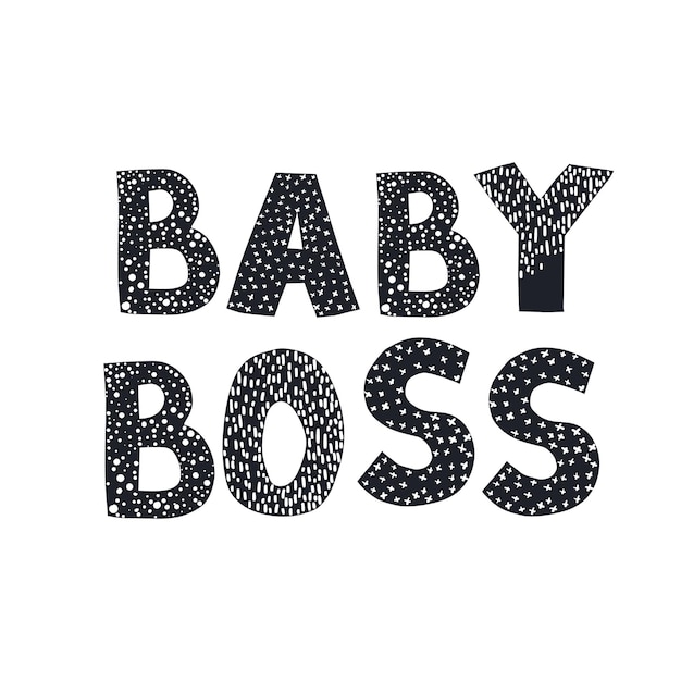 Ilustración de vector con letras dibujadas a mano baby boss