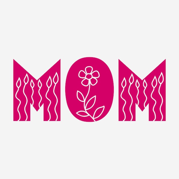 Ilustración de vector de letras florales de mamá de palabra