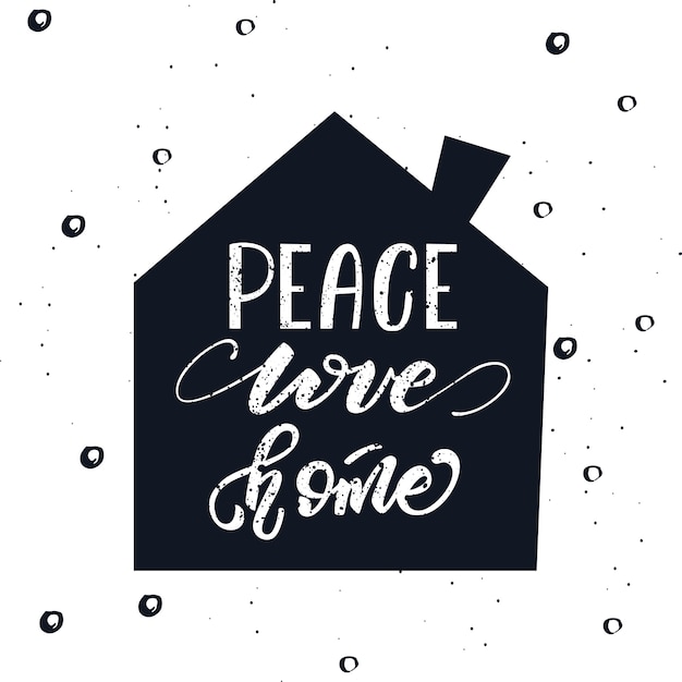 Ilustración de vector con letras peace love home