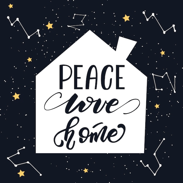 Ilustración de vector con letras peace love home