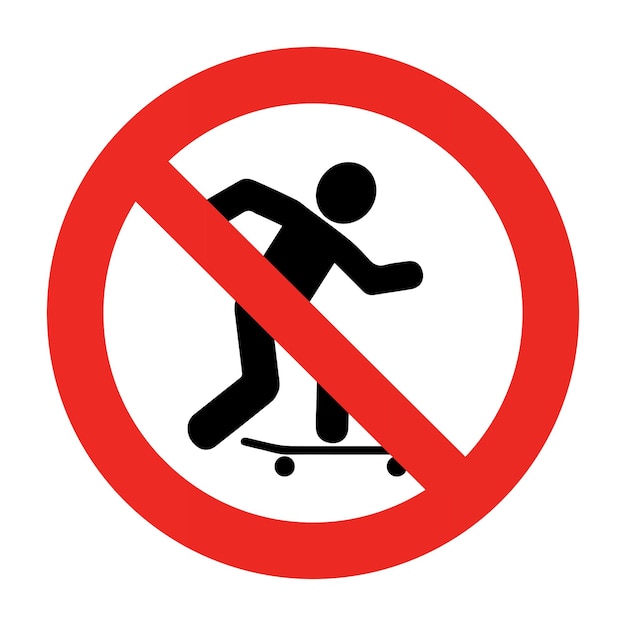 Ilustración de vector libre de un cartel de patinaje prohibido