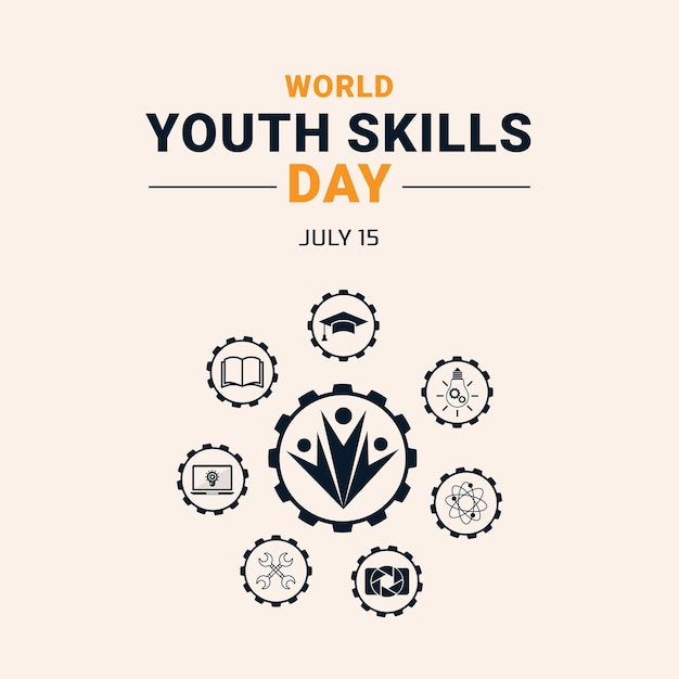 Ilustración de vector libre del día mundial de las habilidades juveniles