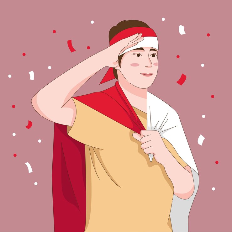 Ilustración de vector libre dirgahayu indonesia día de la independencia cabaña indonesia
