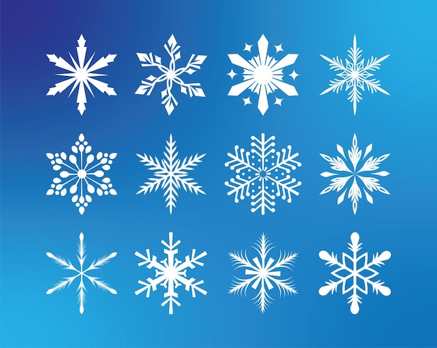 Ilustración de vector libre de iconos de copo de nieve