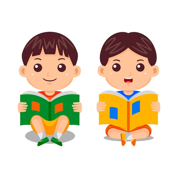 Ilustración de vector de libro de lectura de niños
