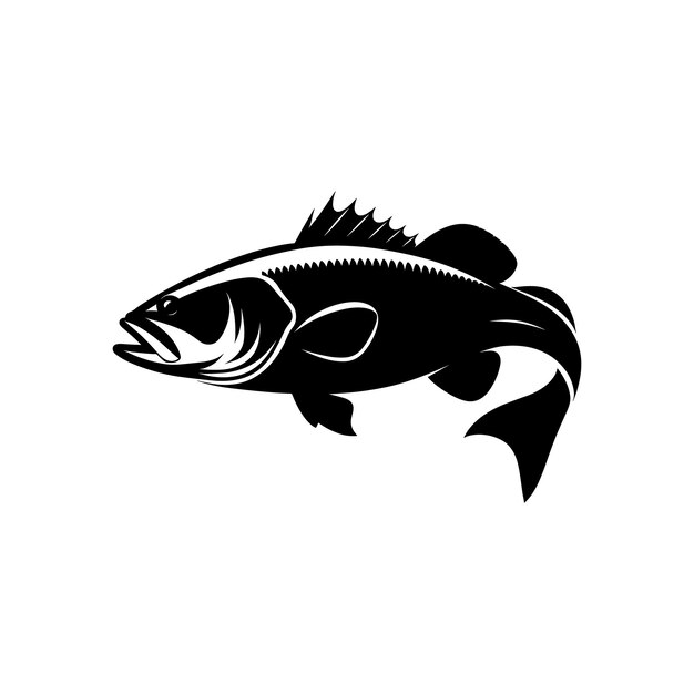 Ilustración de vector limpio y mínimo de un logotipo de pez bajo con silueta