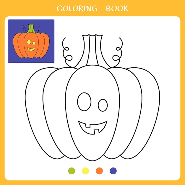 Ilustración de vector de linda calabaza de halloween para colorear libro