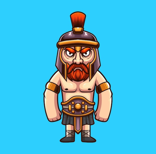 Ilustración de vector de linda mascota gladiador