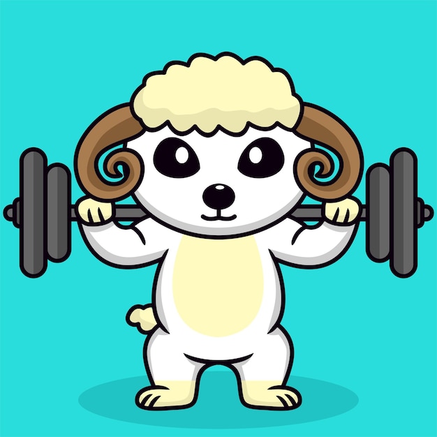 Ilustración de vector de lindo animal de cabra y chibi